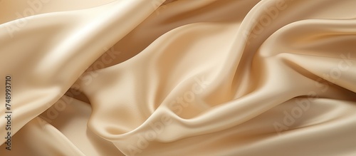 A close-up view showcasing the smooth matte finish and durability of a beige golden silk fabric, ideal for various design projects.
