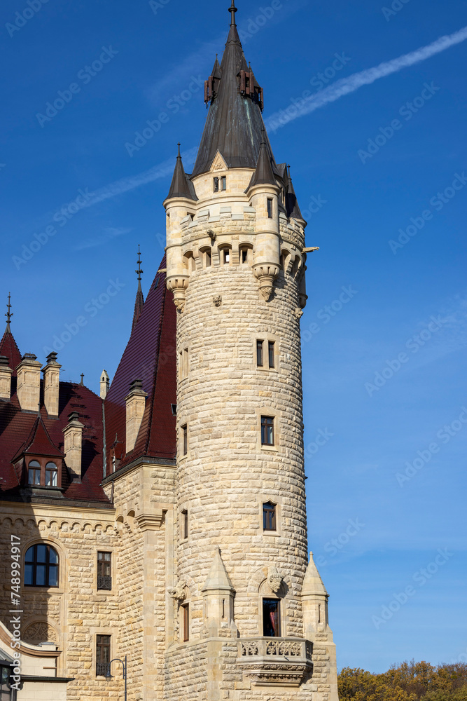 Fototapeta premium 17th century Moszna Castle, historic castle and residence, Moszna, Opole, Poland