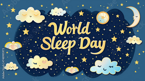 World Sleep Day Celebration - Bold Typography Night Illustration