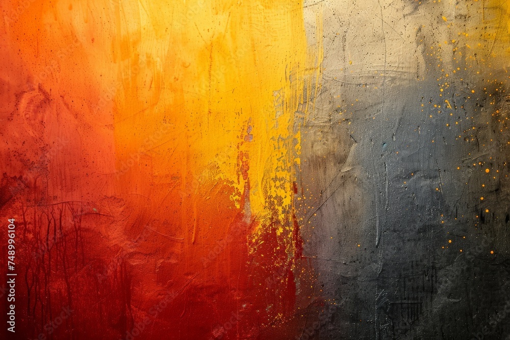 Vibrant Abstract Painting in Yellow and Red
