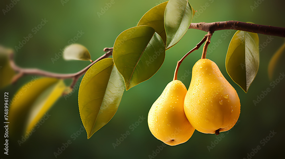 Obraz premium Fresh pears, top view