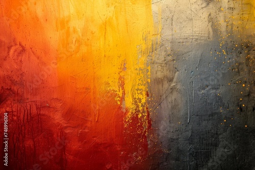 Vibrant Abstract Painting in Yellow and Red