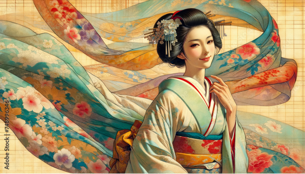 Fototapeta premium 浮世絵（Ukiyoe）／美人画