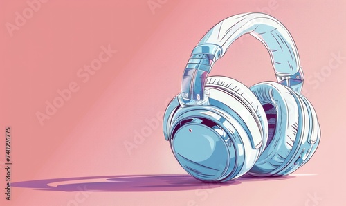 headphones on pink background