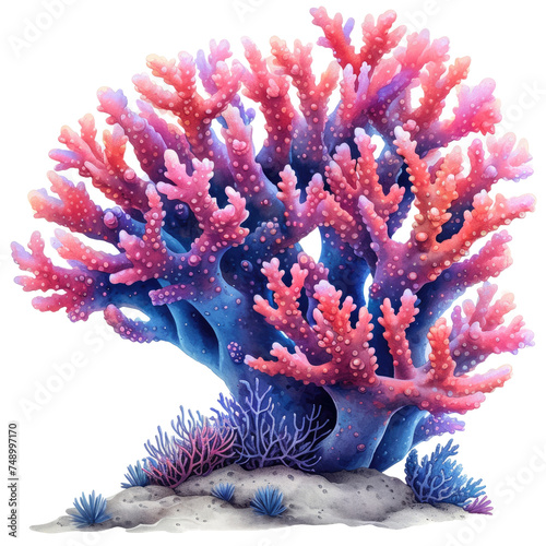 Colorful Corals Isolated on Transparent Background