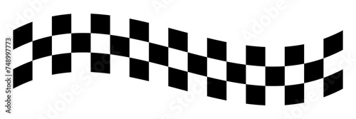 Black and white checker pattern vector illustration. Wavy chess board. Abstract checkered checkerboard for game. Grid geometric square shape. Race flag. Retro mosaic floor photo