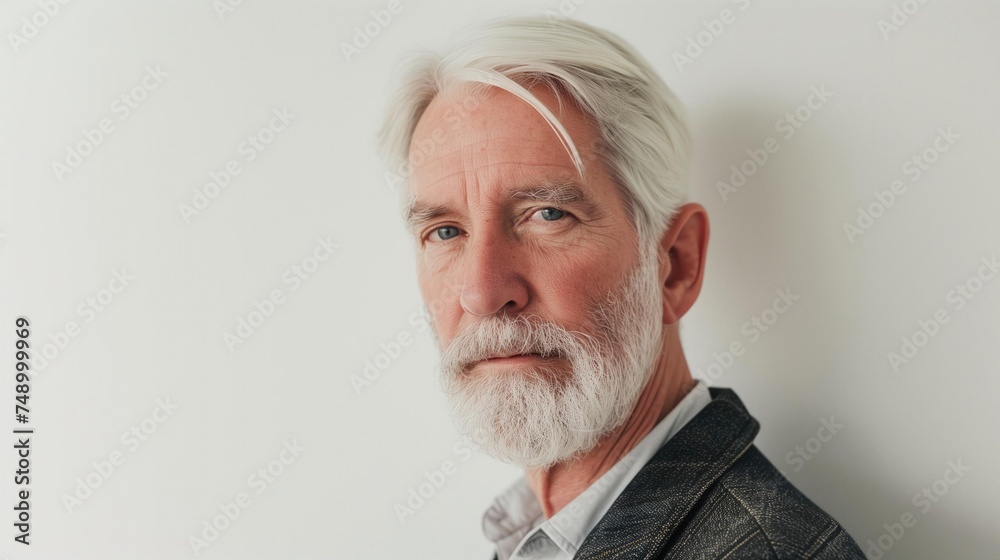 © Launch Stock - Older man with white hair and beard in smartcasual attire, exuding maturity and confidence. © Launch Stock - Older man with white hair and beard in smartcasual attire, exuding maturity and confidence.