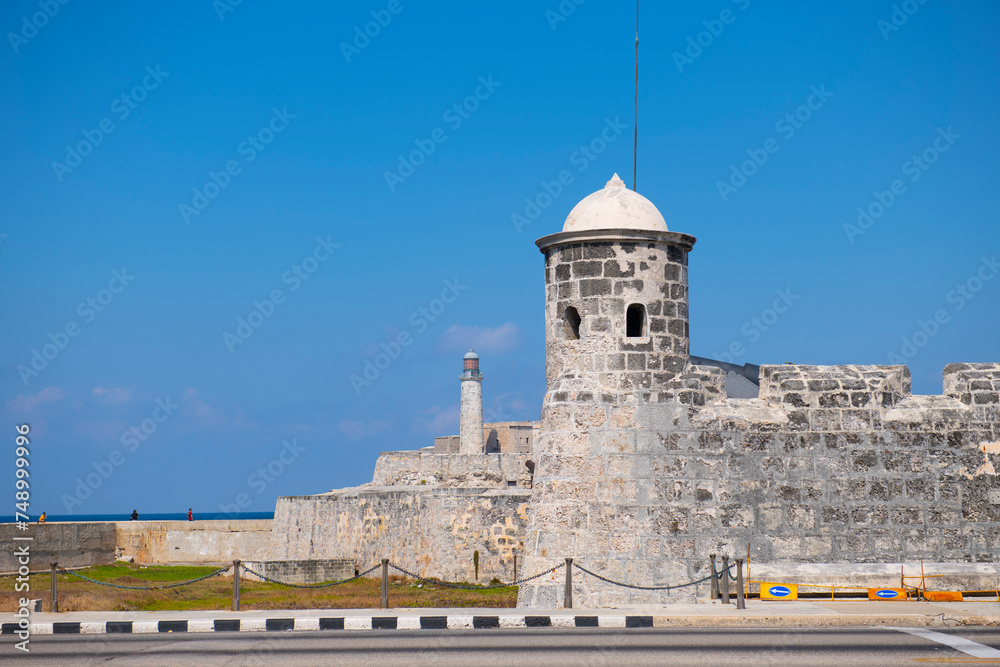 Castillo de San Salvador de la Punta Sentry Box at the mouth of Havana Harbor in Old Havana (La Habana Vieja), Cuba. Old Havana is a World Heritage Site. 