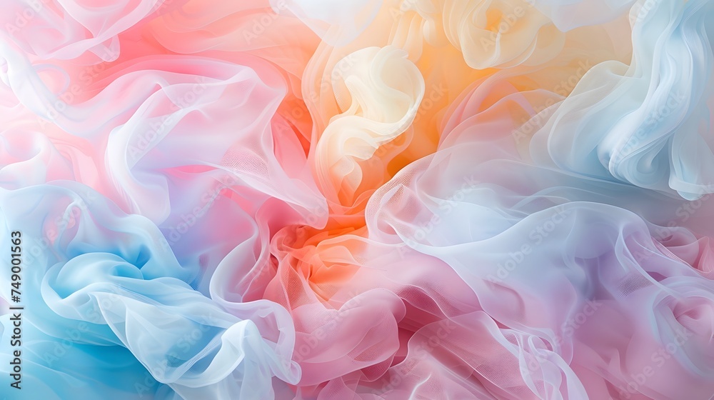 Flowing Pastel Fabric Waves in Soft Color Gradient