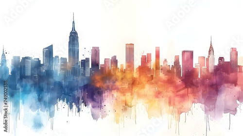 Abstract Poster  Cityscape Watercolor Art Depicting Urban Sustainability and Development. Concept Urban Sustainability  Cityscape Art  Watercolor Painting  Abstract Poster  Development Concept