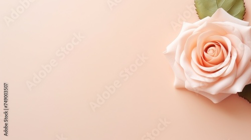 rose flower on pastel background with copy space