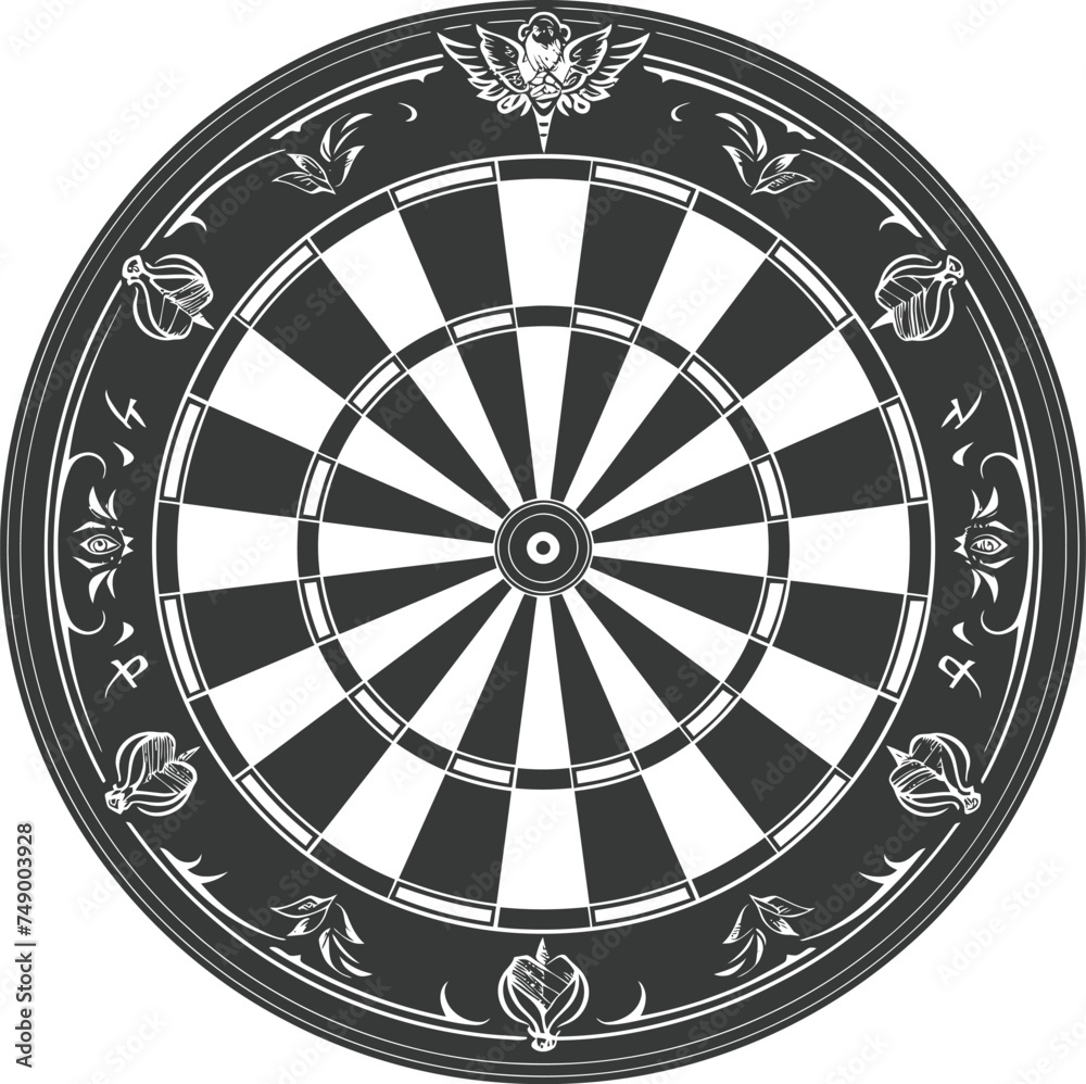 Silhouette dart game board black color only full Silhouette dart game board black color only full