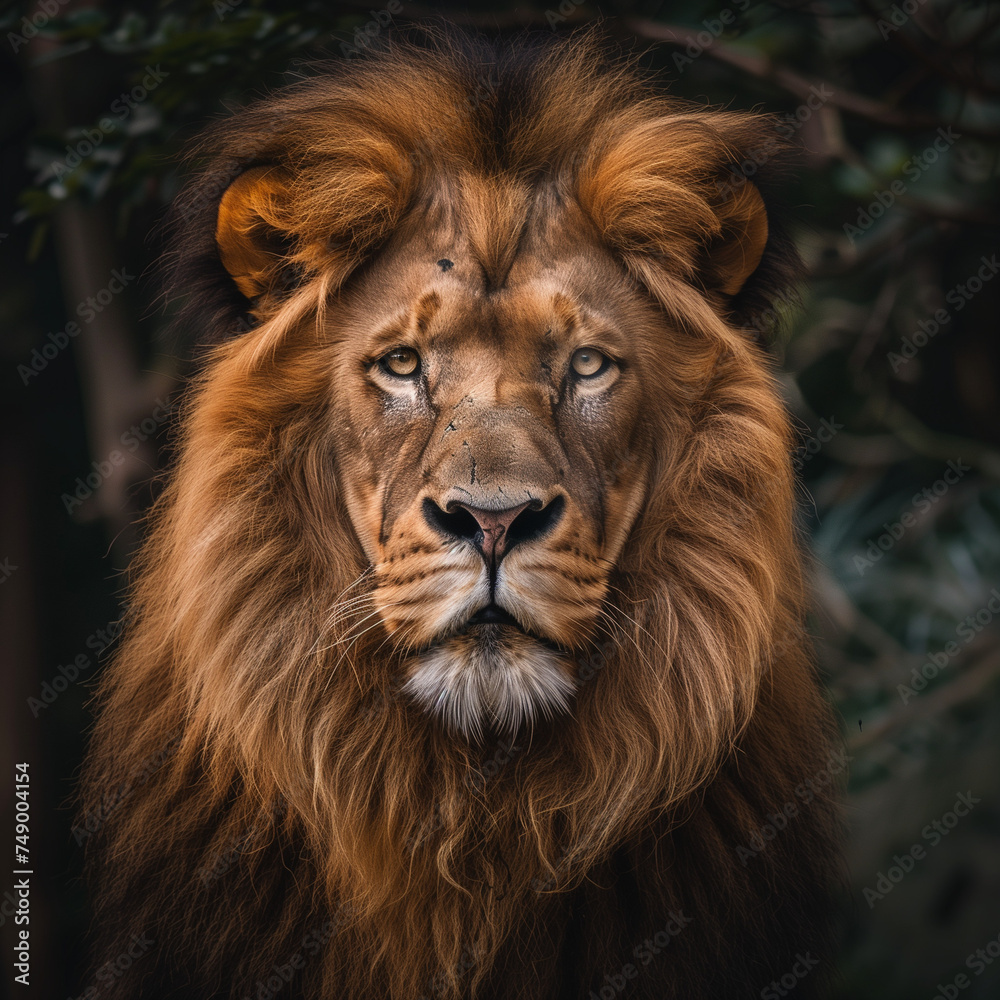 Majestic Lion Portrait in Natural Habitat
