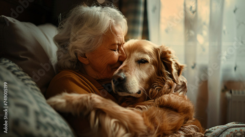 A heartwarming portrait of a woman with her pet showcasing a special bond and unconditional love.