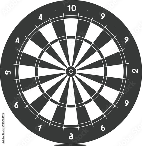 Silhouette dart game board black color only full
