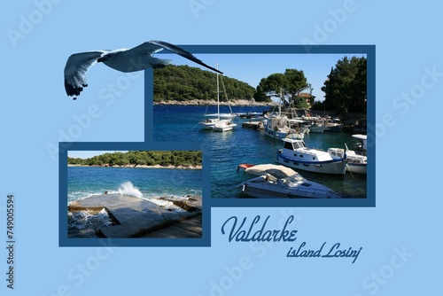 Postcard design for Valdarke, island Losinj, Croatia photo