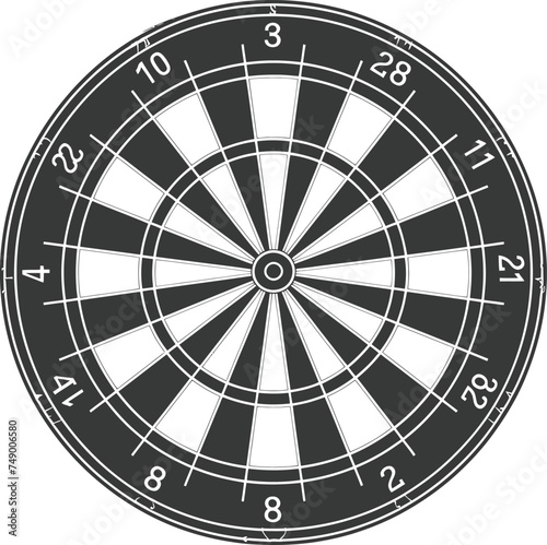 Silhouette dart game board black color only full