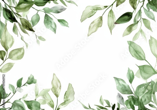 a watercolor leaf frame with leaves Generative AI