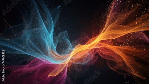 Technology particle abstract background with vibrant colors and dynamic motion