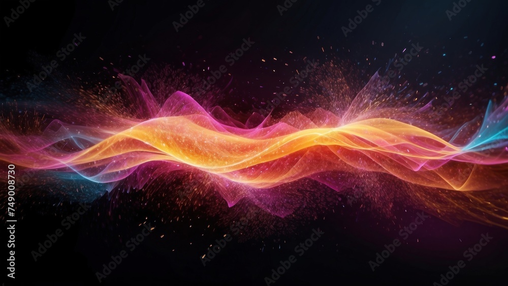 Technology particle abstract background with vibrant colors and dynamic motion