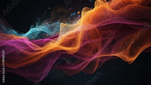 Technology particle abstract background with vibrant colors and dynamic motion © Damian Sobczyk