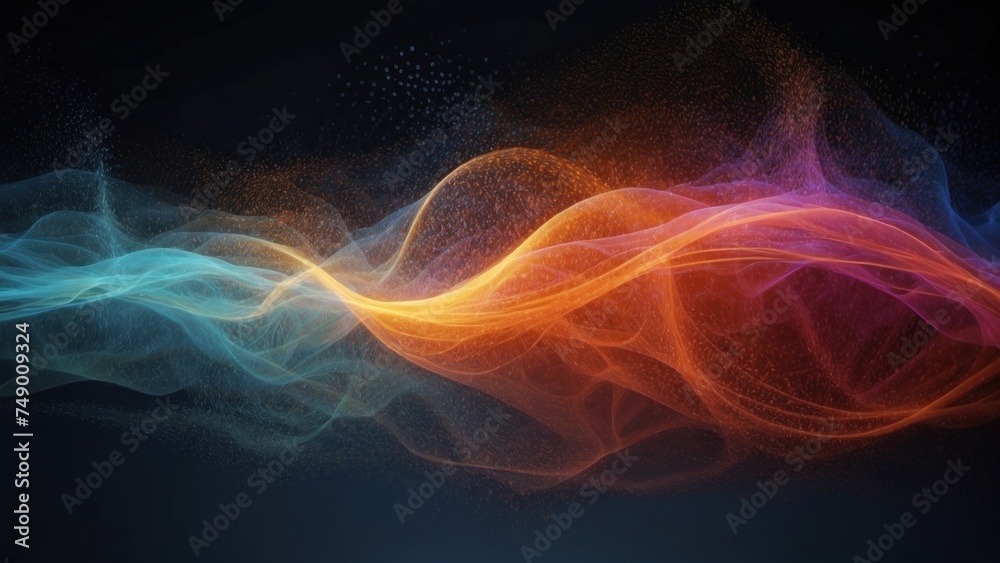 Fototapeta premium Technology particle abstract background with vibrant colors and dynamic motion