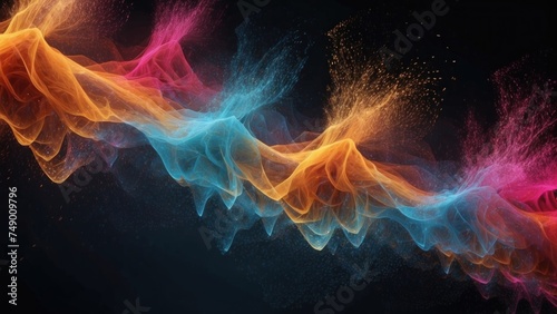 Technology particle abstract background with vibrant colors and dynamic motion © Damian Sobczyk