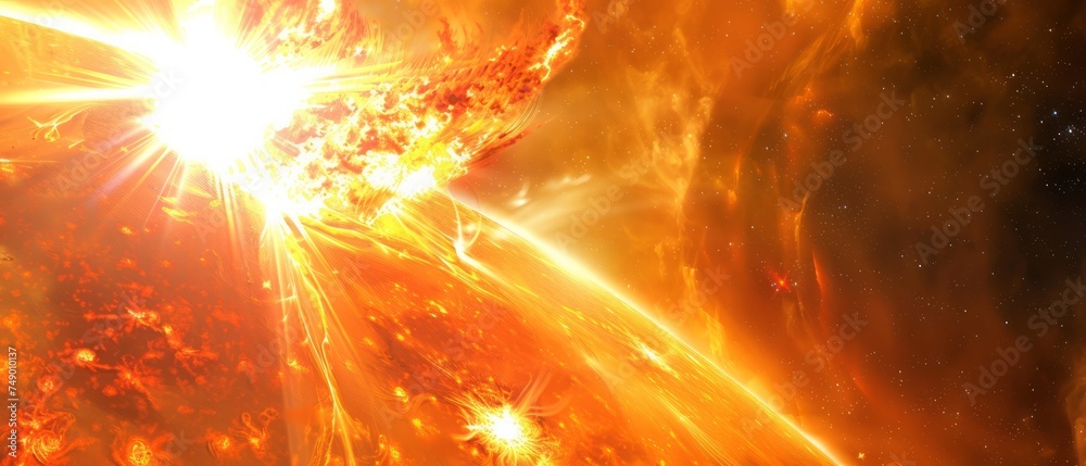 Space wallpaper. Fleeting moment of a solar flare erupting from the ...