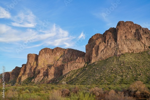The Bulldog Mountains just under Saguaro Lake   overlooking the Lower Salt River  just outside Mesa  Arizona in the Tonto National Forest. 