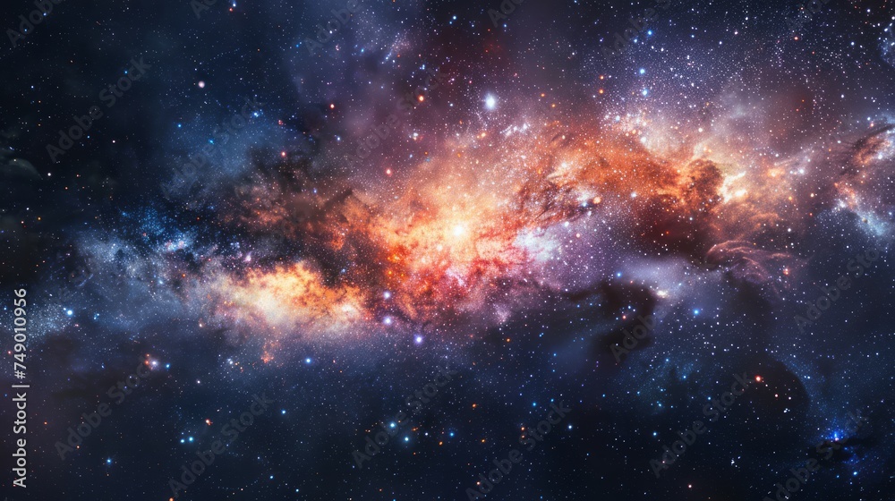 Obraz premium Space wallpaper. Intricate details of a star cluster, revealing a dazzling array of individual stars nestled together in a tight-knit embrace, forming a sparkling jewel amidst the cosmic tapestry