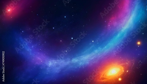 Abstract colorful cosmos background. Planets and galaxies, sky and stars in universe created with generative ai	
