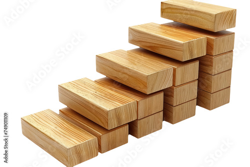 stacked wooden blocks texture in self development concept  isolated on transparent background
