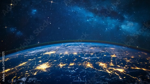 Earth at he night. Abstract wallpaper. City lights on planet. Civilization.