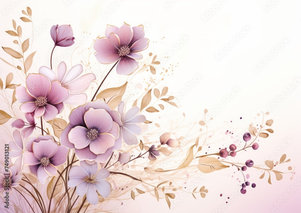 Naklejka premium a watercolor illustration of flowers on a white background