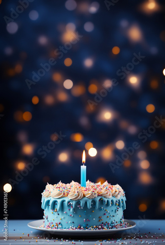 A birthday cake adorned with a sparkler, adding a festive touch to the celebr...