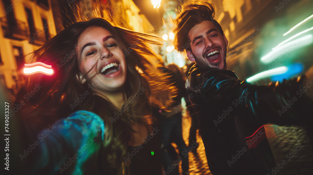 Techno Party People dancing in the streets of European cities Techno Party People dancing in the streets of European cities