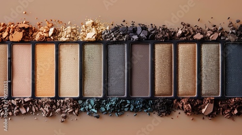 An unbranded eyeshadow palette featuring neutral shades, highlighting the ver...
