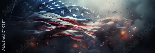 an empty american flag waving in the wind