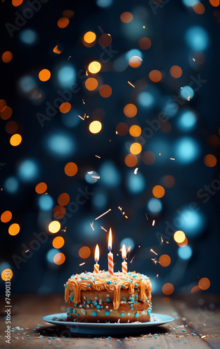 A birthday cake adorned with a sparkler, adding a festive touch to the celebr...