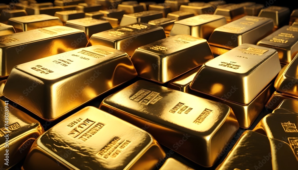 Gold bars on dark background Gold bars on dark background