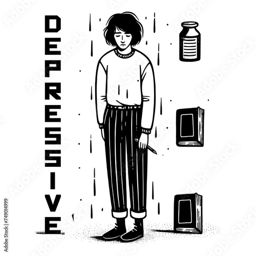 depressive anti social sadness depression tshirt design vector banner	