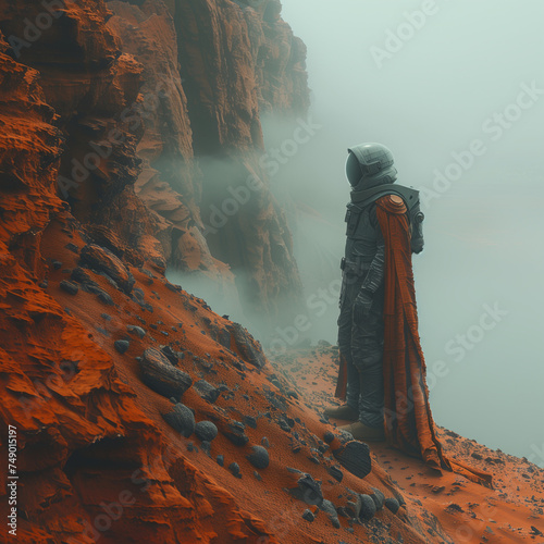 Behold the mystique of Mars as vibrant aliens emerge from the colorful fog. In this sci-fi realm, realism meets the unknown, inviting us to explore the wonders of the Red Planet.