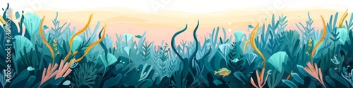 seaweed illustration horizontal wide background. photo