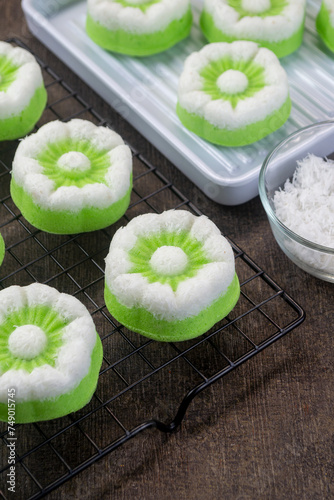 Kue putu ayu. one of Indonesian traditional cakes, made from wheat flour, sugar, grated coconut and other ingredients