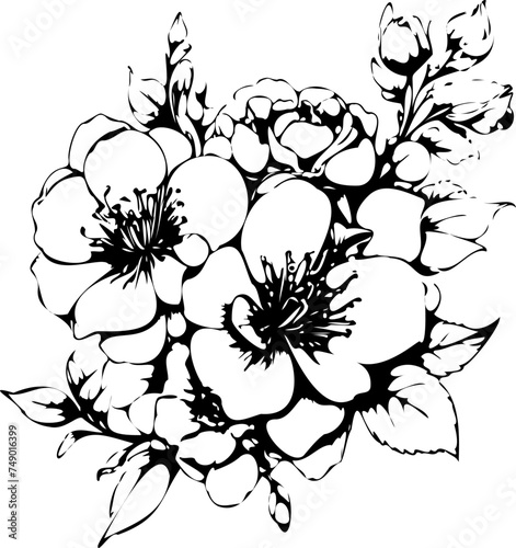 black and white flower