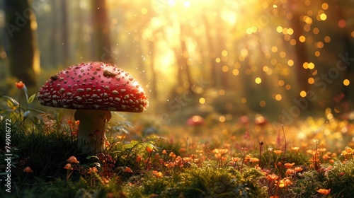 Toadstools, fairies, and enchanting creatures evoke a magical forest in spring