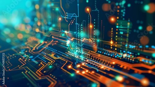 A futuristic quantum computing background showcasing a sleek quantum computer with visible circuits and qubits