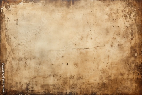 Brown faded paper sheet, vintage distressed background with scratches and scuffs