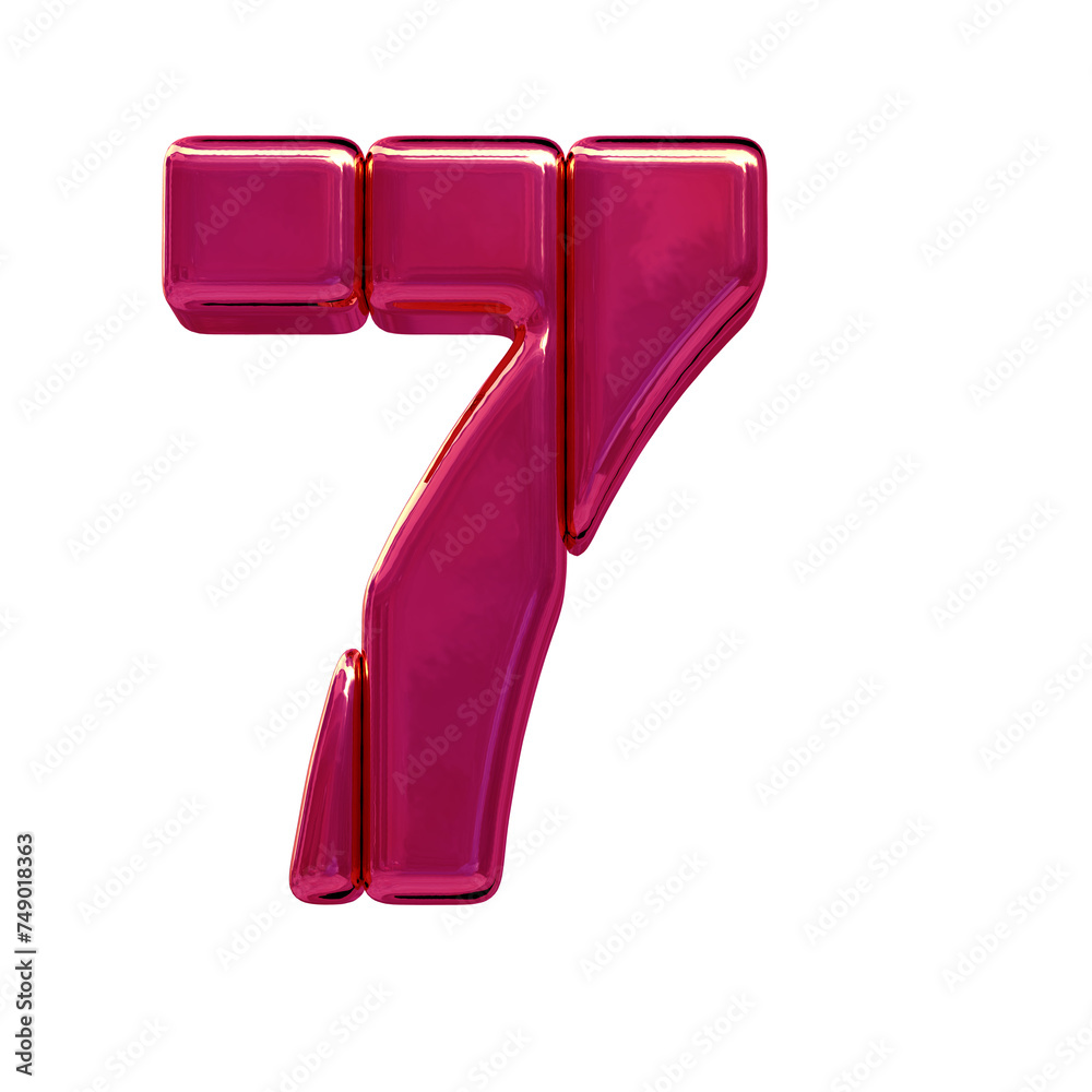 Symbol made of pink vertical blocks. number 7 Symbol made of pink vertical blocks. number 7