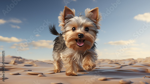 photograph Yorkshire terrier dog on white background © Surasri